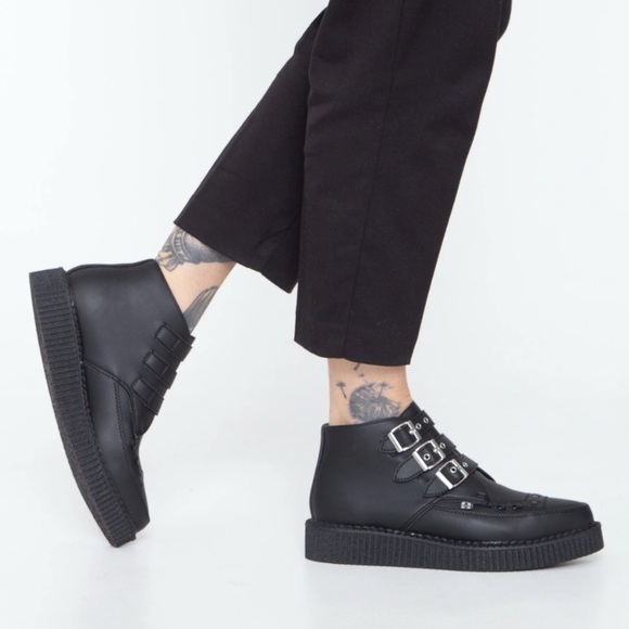 T.U.K Creepers A8507 Pink Ankle Boots with Buckle Straps US W 7.5 EU 38 90’s - Picture 7 of 7